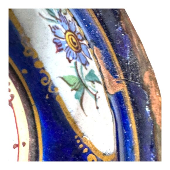 Antique French Hand-Painted Courting Couple Gold Gilt Trinket Box Floral READ - Picture 10 of 10